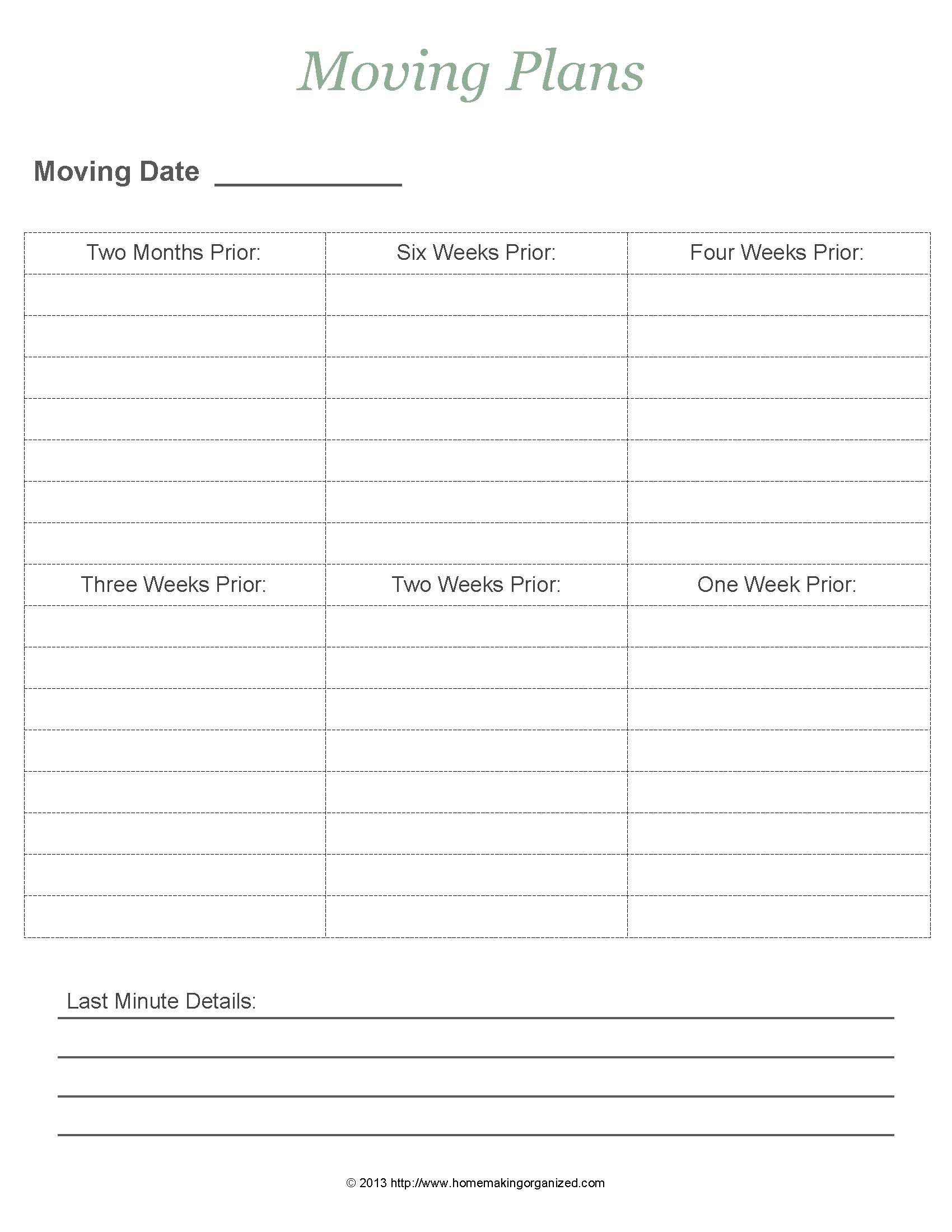 Moving Plans Free Printable Homemaking Organized