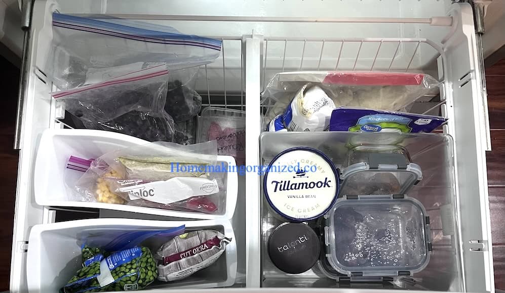 bottom freezer opened