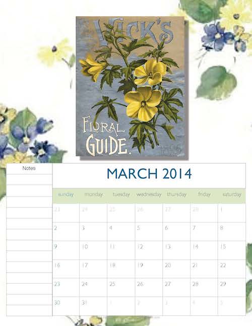 March 2014 Printable Fillable Calendar