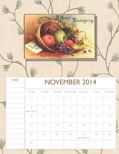 Free Printable November-2014 Calendar