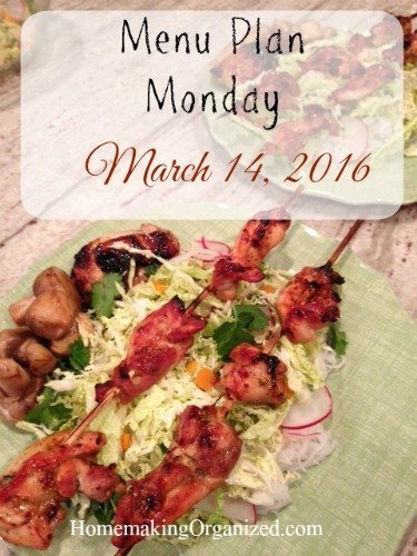 Food Recap and Monday’s Menu Plan for March 14, 2016