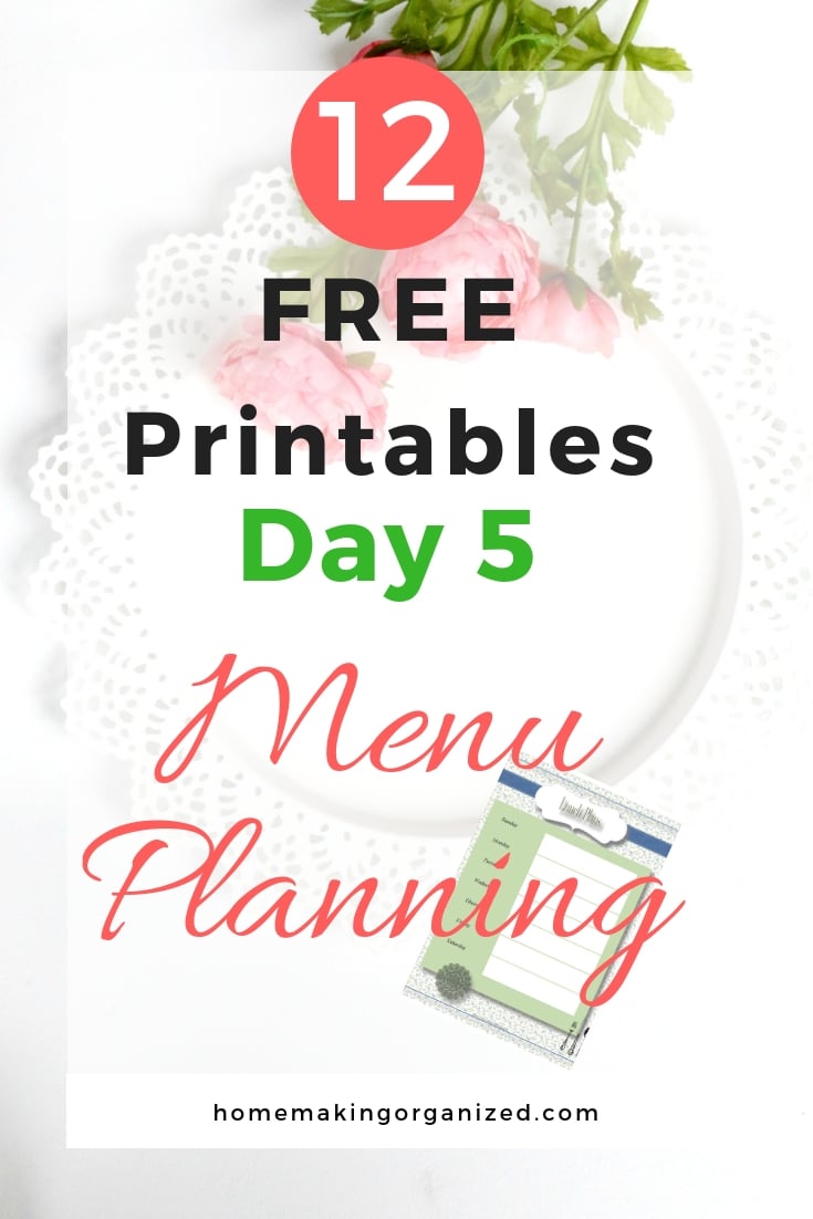 12 Days of FREE Printables Day 5 Menu Planners