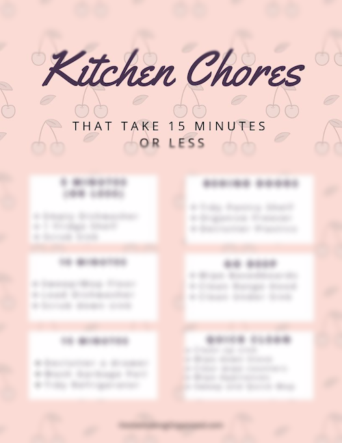 15 Minute Kitchen Chores Printable